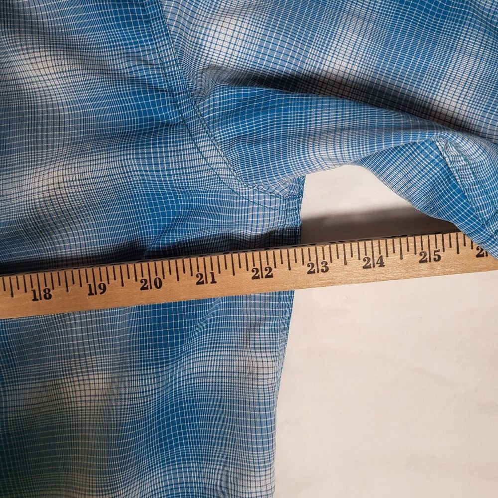 White Sierra Men's Large Outdoor Hiking Short Sleeve Blue Plaid Button Shirt - Picture 7 of 8